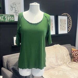 Moss Green Wavy Bamboo Shirts with 3/4 Sleeves
